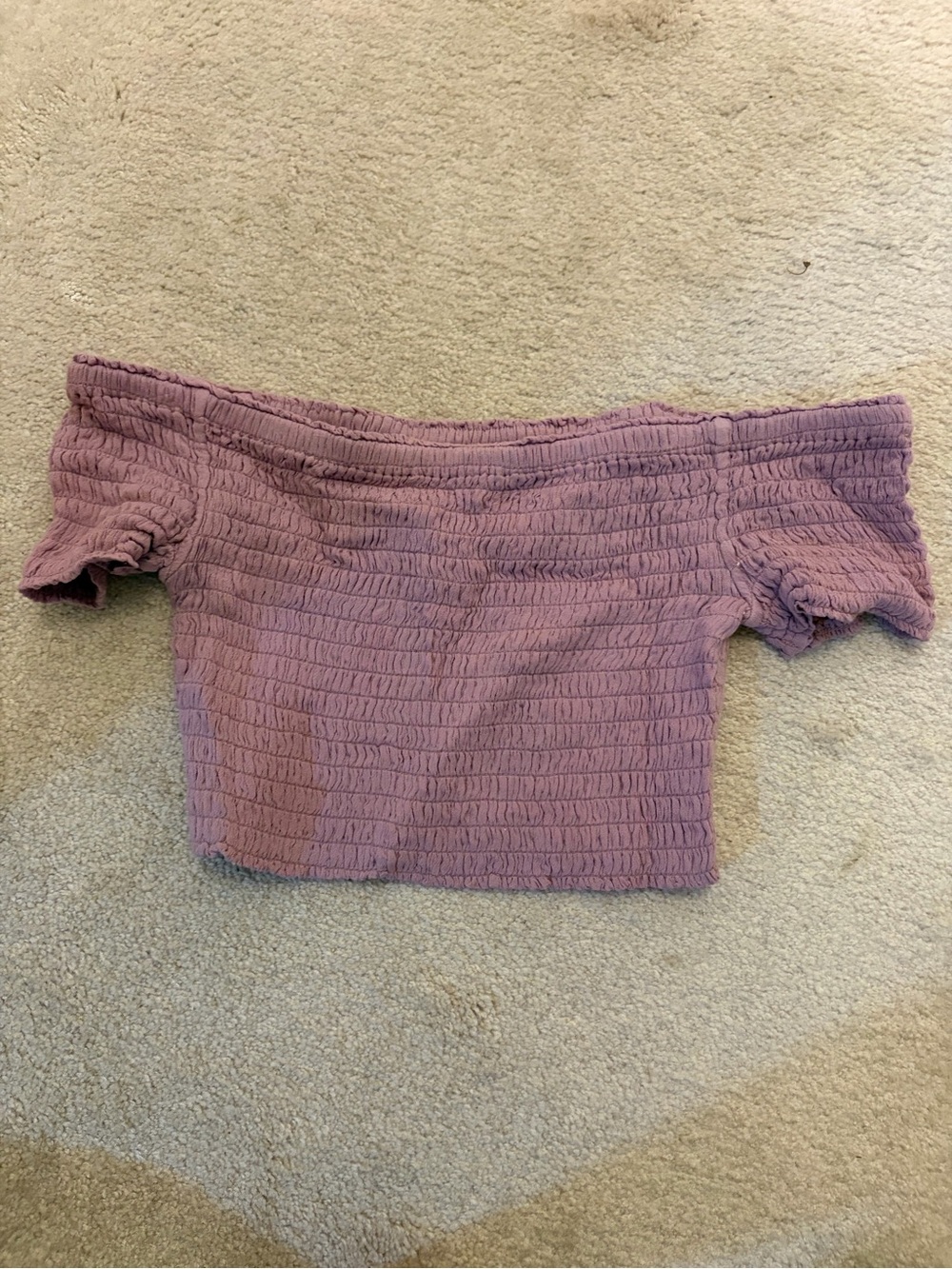 Free People Smocked Off-Shoulder Crop Top in Dusty Mauve, Size XS